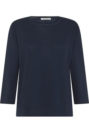 KANGRA CASHMERE Strik, Dame, Blå, M, Uld, Blå Crew Neck Sweater