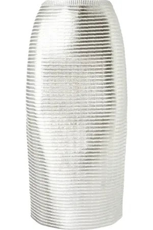 GENNY Nederdel, Dame, Grå, XS, Lamineret Midi Nederdel