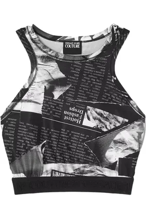 VERSACE Top, Dame, Sort, M, Magasin Print Ærmeløs Crop Top