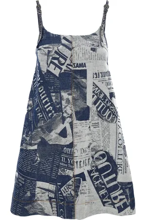 VERSACE Kjole, Dame, Flerfarvet, S, Patchwork Jacquard Mini Kjole med Barokspænder