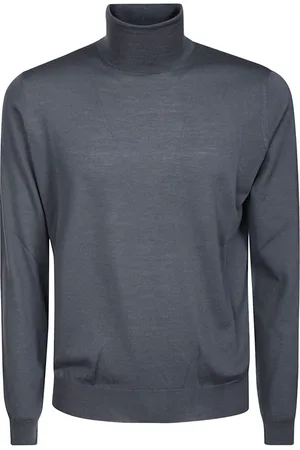 hindustrie Strik, Herre, Grå, L, Uld, Grå Merino Uld Turtleneck Sweater