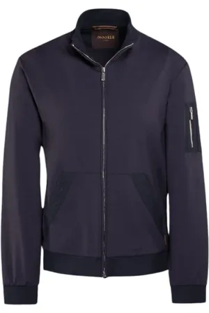 MOORER Sweathshirts & Hoodies, Herre, Blå, L, Uld, Interlock Full Zip Top