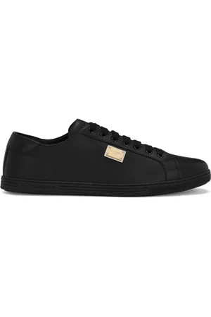 Dolce & Gabbana Sko, Herre, Sort, 41 EU, Uld, Sorte flade sko med guldtone logo