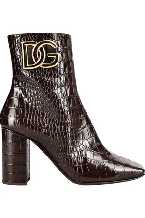 Dolce & Gabbana Sko, Dame, Brun, 38 1/2 EU, Læder, Printet Læder Ankelstøvler