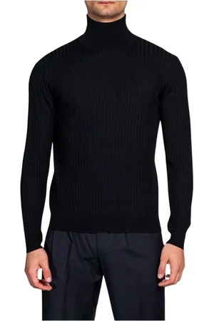 COR SINE LABE DOLI Strik, Herre, Sort, L, Uld, Turtleneck Jumpers Stilfuld Behagelig Essentiel