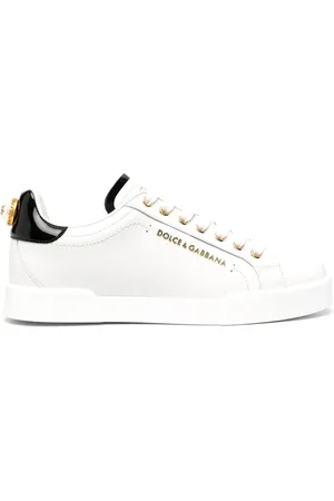 Dolce & Gabbana Sko, Dame, Hvid, 41 EU, Læder, Hvide Læder Sneakers med Logo Detaljer