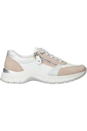 Remonte Sko, Dame, Flerfarvet, 39 EU, Uld, Behagelig hvid sneaker med beige og sølv accenter