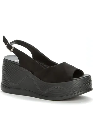 Grunberg Sko, Dame, Sort, 39 EU, Sort Casual Flade Åbne Sandaler