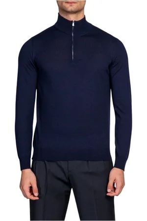 COR SINE LABE DOLI Strik, Herre, Blå, 4XL, Uld, Zip Hals Uld Jumper