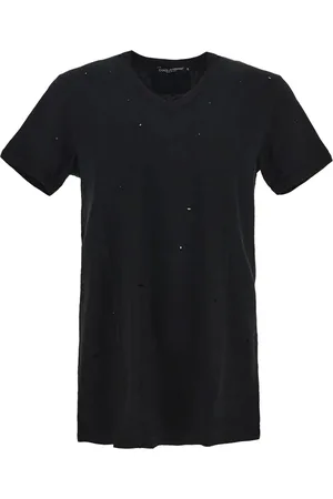 Dolce & Gabbana Top, Herre, Sort, M, Bomuld, V-hals Logo Patch T-shirt