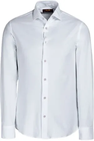MOORER Skjorte, Herre, Hvid, 2XL, Uld, Stilfuld Skjorte Lavet af Sorrento-4XT