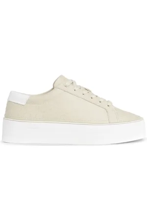 Calvin Klein Sko, Dame, Grå, 40 EU, Uld, Grå Lace-Up Flatform Sneakers