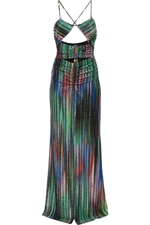 Roberto Cavalli Kjole, Dame, Flerfarvet, S, Farverig Lurex Lang Kjole