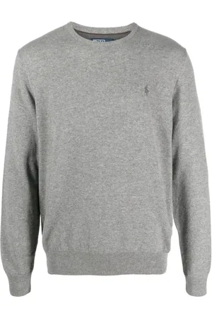 Ralph Lauren Strik, Herre, Grå, XL, Bomuld, Heather Grey Pullover Sweater