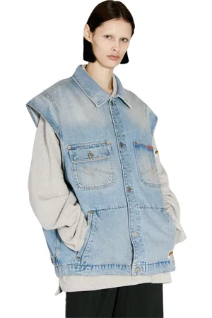 MARTINE ROSE Jakke, Herre, Blå, XS, Denim, Denim Gilet med Lommer