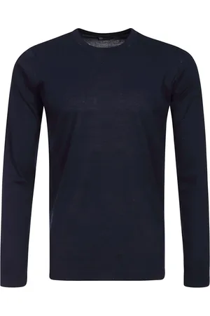 hindustrie Strik, Herre, Blå, XS, Bomuld, Blå Langærmet Bomuld T-Shirt
