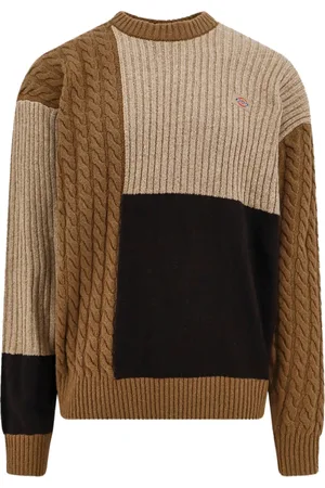 Dickies Strik, Herre, Brun, L, Uld, Sweater med logo patch i uldblanding