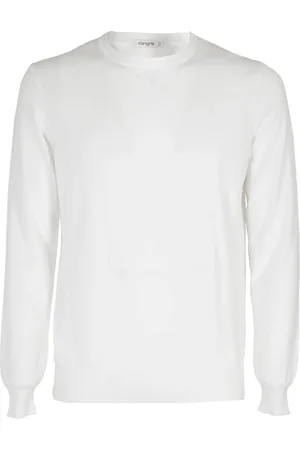 KANGRA CASHMERE Strik, Herre, Hvid, M, Bomuld, Bomuld T-shirt
