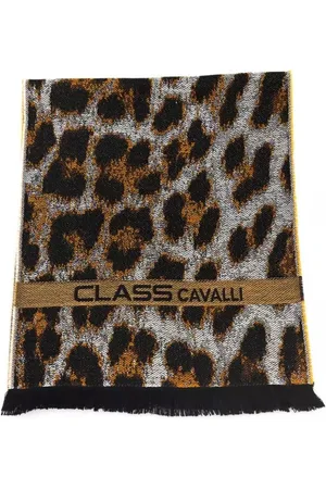 Roberto Cavalli Tilbehør, Herre, Brun, ONE SIZE, Uld, Fantasy Logo Tørklæde