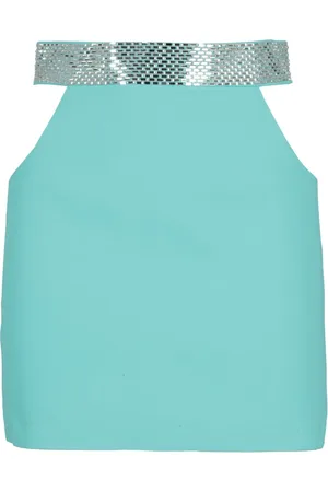 GIUSEPPE DI MORABITO Top, Dame, Blå, S, Satin, Elegant Satin Kjole