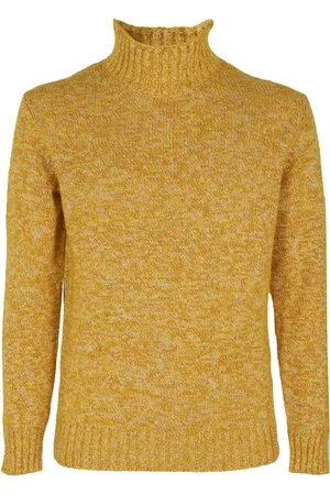 KANGRA CASHMERE Strik, Herre, Gul, XL, Uld, Stilfuldt Strik