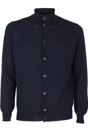 KANGRA CASHMERE Strik, Herre, Blå, M, Bomuld, Bomuld Crepe Blouson Jakke