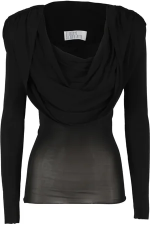 GIUSEPPE DI MORABITO Top, Dame, Sort, XS, Uld, Stilfuld Hættetrøje