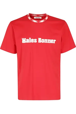 WALES BONNER Top, Herre, Rød, M, Bomuld, Klassisk Bomuld T-shirt