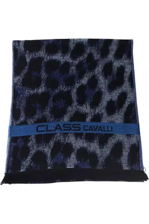 Roberto Cavalli Tilbehør, Herre, Flerfarvet, ONE SIZE, Uld, Luksus Dyreprint Uldtørklæde