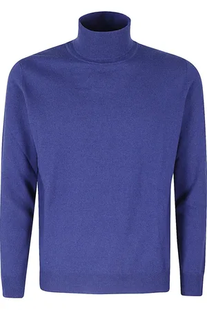 KANGRA CASHMERE Strik, Herre, Blå, L, Uld, Stilfuldt Strik