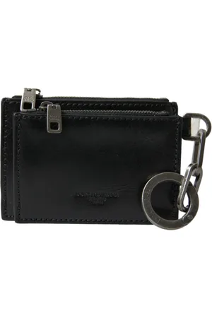 Dolce & Gabbana Tilbehør, Herre, Sort, ONE SIZE, Læder, Sort Læder Nøglering Pung Pung Pung