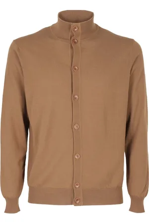 KANGRA CASHMERE Strik, Herre, Brun, XL, Bomuld, Bomuld Crepe Blouson Jakke