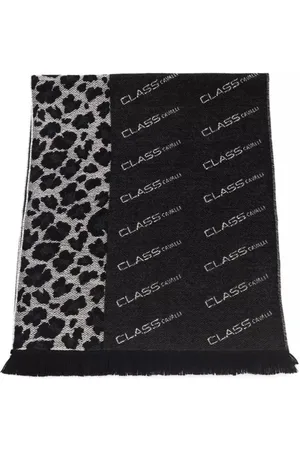 Roberto Cavalli Tilbehør, Herre, Flerfarvet, ONE SIZE, Uld, Animalier Logo Tørklæde