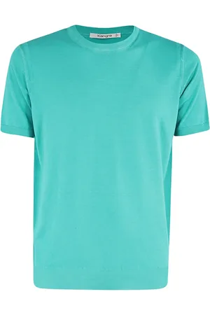 KANGRA CASHMERE Top, Herre, Blå, 2XL, Bomuld, Afslappet Bomuld T-shirt