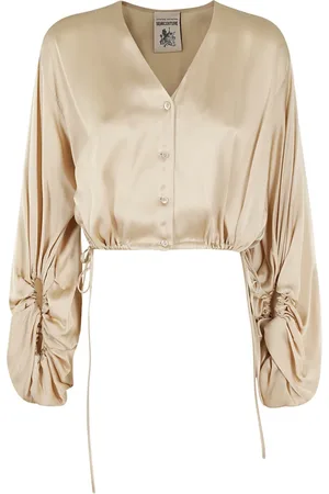 SEMICOUTURE Bluser & Skjorter, Dame, Brun, S, Elegant Blomstret Kjole