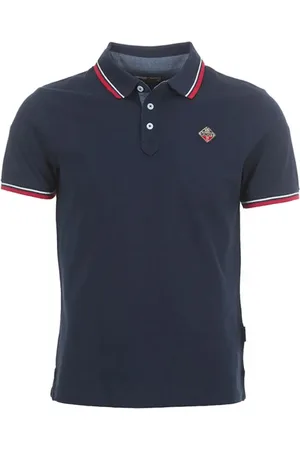 Schott NYC Top, Herre, Blå, S, Bomuld, Blå Logo Patchet Bomuldspolo