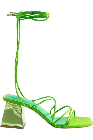 Ncub Sko, Dame, Grøn, 41 EU, Satin, Firkantet hæl satin sandaler