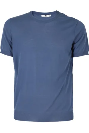 KANGRA CASHMERE Top, Herre, Blå, XL, Bomuld, Crepe Finish Cotton Blouse