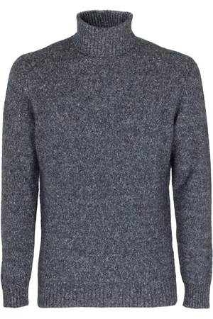 KANGRA CASHMERE Strik, Herre, Blå, 2XL, Uld, Alpaca Uld Sweater Dolcevita Stil