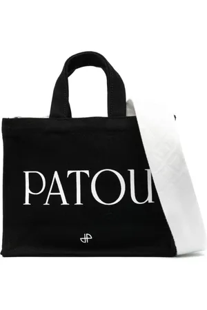 Patou Taske, Dame, Sort, ONE SIZE, Bomuld, Logo-print tote taske i sort/hvid