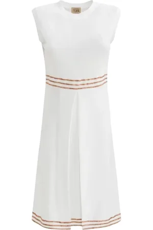 ALVIERO MARTINI 1A CLASSE Kjole, Dame, Hvid, M, Bomuld, Geo Classic Ærmeløs Piquet Kjole