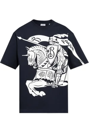 Burberry Top, Herre, Blå, M, Bomuld, T-shirt med logo