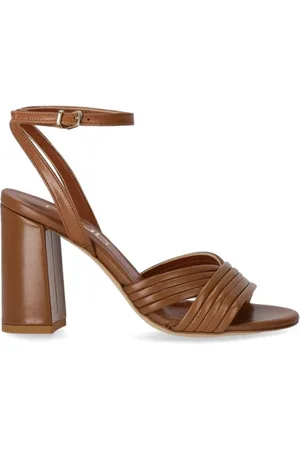Ncub Sko, Dame, Brun, 36 EU, Læder, Brun hælsandal med krydset detalje