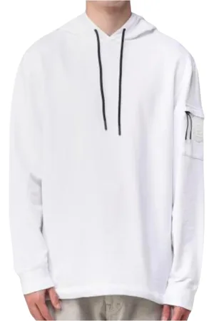Woolrich Sweathshirts & Hoodies, Herre, Hvid, S, Bomuld, Casual bomuldshættetrøje med logo-patch