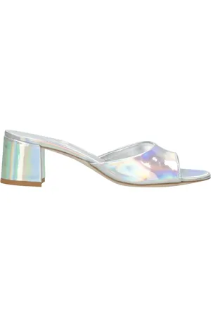 Ncub Sko, Dame, Grå, 38 EU, Læder, Spejlet Sølv Sandaler Slip-on Hæl