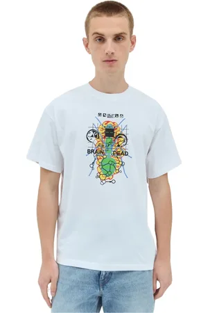 Brain Dead Top, Herre, Hvid, L, Bomuld, Grafisk Print Bomuld T-shirt