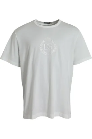 Dolce & Gabbana Top, Herre, Hvid, 3XL, Bomuld, Hvid Bomuld Logo Crewneck T-shirt