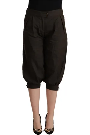 Gianfranco Ferré Bukser, Dame, Brun, S, Polyester, Brun Cropped Harem Bukser Lynlås Lukning