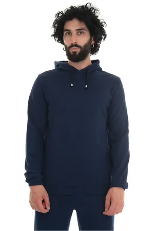 hindustrie Sweathshirts & Hoodies, Herre, Blå, XL, Bomuld, Hættetrøje i strækbart strik