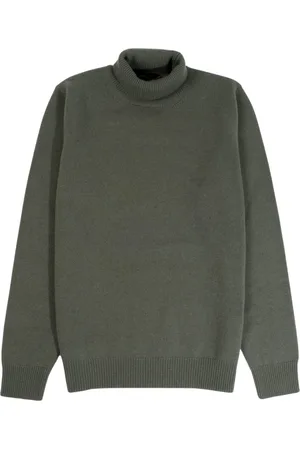 Roberto Collina Strik, Herre, Grøn, 2XL, Cashmere, Kashmir Turtleneck Sweater